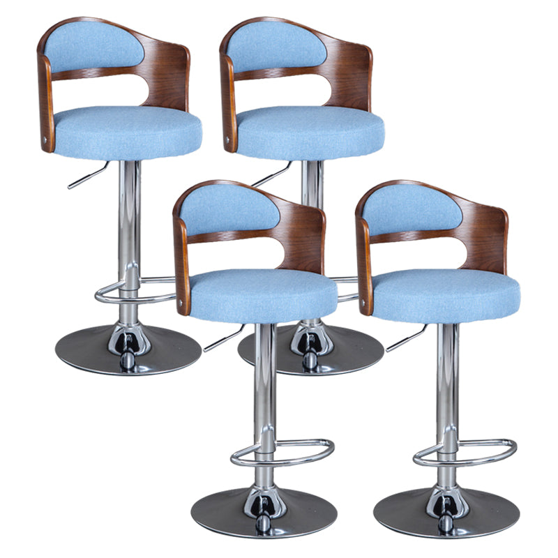 Rotating Barstool Nordic Style Steel Pedestal Bar Stool for Dining Room Blue-Brown 4 Piece Set Clearhalo 'Bar Furniture' 'Bar Stools' 'bar_stools' 'furn' 'furn_bar_stools' 'Furniture' 'Kitchen & Dining Furniture' 5331298