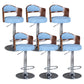 Rotating Barstool Nordic Style Steel Pedestal Bar Stool for Dining Room Blue-Brown 6 Piece Set Clearhalo 'Bar Furniture' 'Bar Stools' 'bar_stools' 'furn' 'furn_bar_stools' 'Furniture' 'Kitchen & Dining Furniture' 5331299