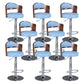 Rotating Barstool Nordic Style Steel Pedestal Bar Stool for Dining Room Blue-Brown 8 Piece Set Clearhalo 'Bar Furniture' 'Bar Stools' 'bar_stools' 'furn' 'furn_bar_stools' 'Furniture' 'Kitchen & Dining Furniture' 5331300