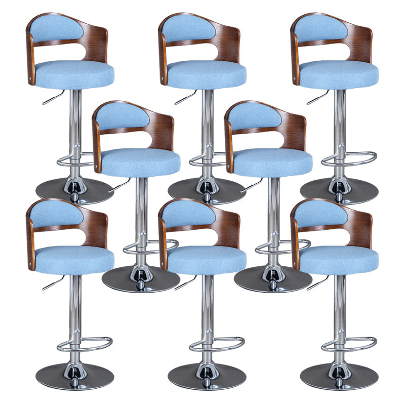 Rotating Barstool Nordic Style Steel Pedestal Bar Stool for Dining Room Blue-Brown 8 Piece Set Clearhalo 'Bar Furniture' 'Bar Stools' 'bar_stools' 'furn' 'furn_bar_stools' 'Furniture' 'Kitchen & Dining Furniture' 5331300