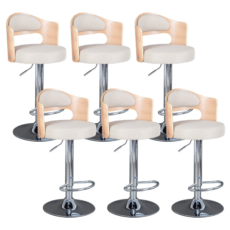 Rotating Barstool Nordic Style Steel Pedestal Bar Stool for Dining Room Khaki 6 Piece Set Clearhalo 'Bar Furniture' 'Bar Stools' 'bar_stools' 'furn' 'furn_bar_stools' 'Furniture' 'Kitchen & Dining Furniture' 5331307