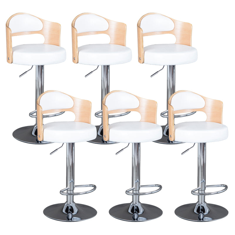 Rotating Barstool Nordic Style Steel Pedestal Bar Stool for Dining Room White 6 Piece Set Clearhalo 'Bar Furniture' 'Bar Stools' 'bar_stools' 'furn' 'furn_bar_stools' 'Furniture' 'Kitchen & Dining Furniture' 5331311