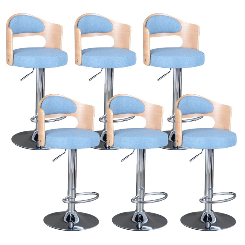 Rotating Barstool Nordic Style Steel Pedestal Bar Stool for Dining Room Blue 6 Piece Set Clearhalo 'Bar Furniture' 'Bar Stools' 'bar_stools' 'furn' 'furn_bar_stools' 'Furniture' 'Kitchen & Dining Furniture' 5331315