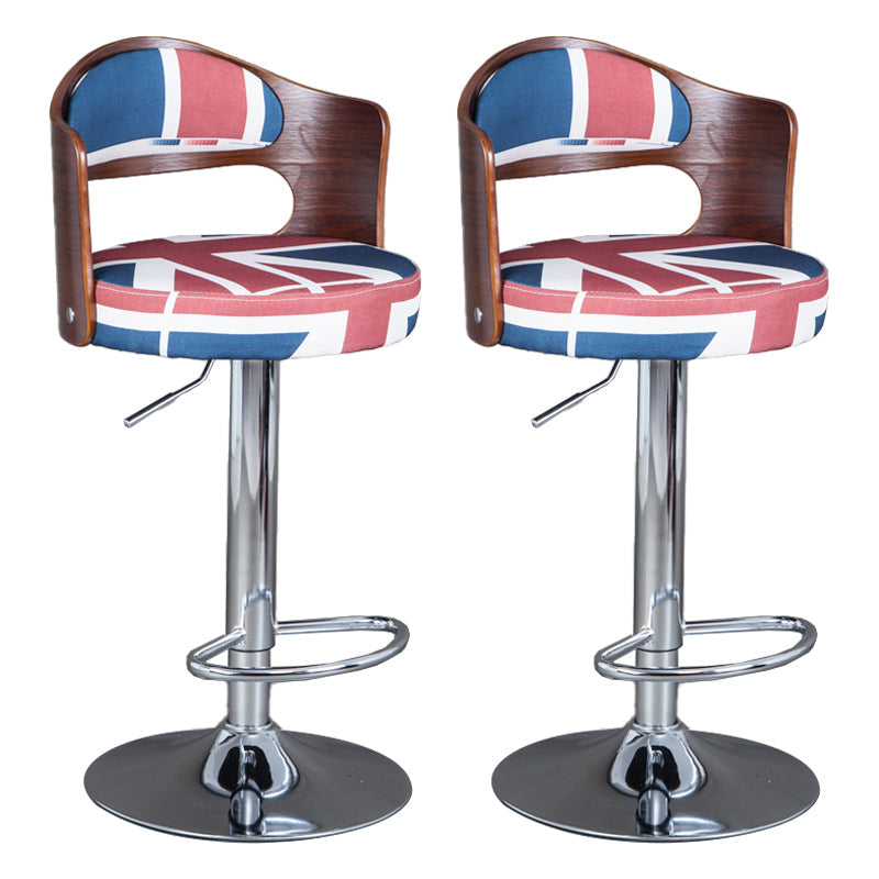 Rotating Barstool Nordic Style Steel Pedestal Bar Stool for Dining Room Red-Blue 2 Piece Set Clearhalo 'Bar Furniture' 'Bar Stools' 'bar_stools' 'furn' 'furn_bar_stools' 'Furniture' 'Kitchen & Dining Furniture' 5331317