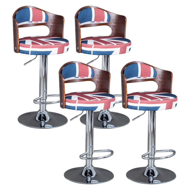 Rotating Barstool Nordic Style Steel Pedestal Bar Stool for Dining Room Red-Blue 4 Piece Set Clearhalo 'Bar Furniture' 'Bar Stools' 'bar_stools' 'furn' 'furn_bar_stools' 'Furniture' 'Kitchen & Dining Furniture' 5331318