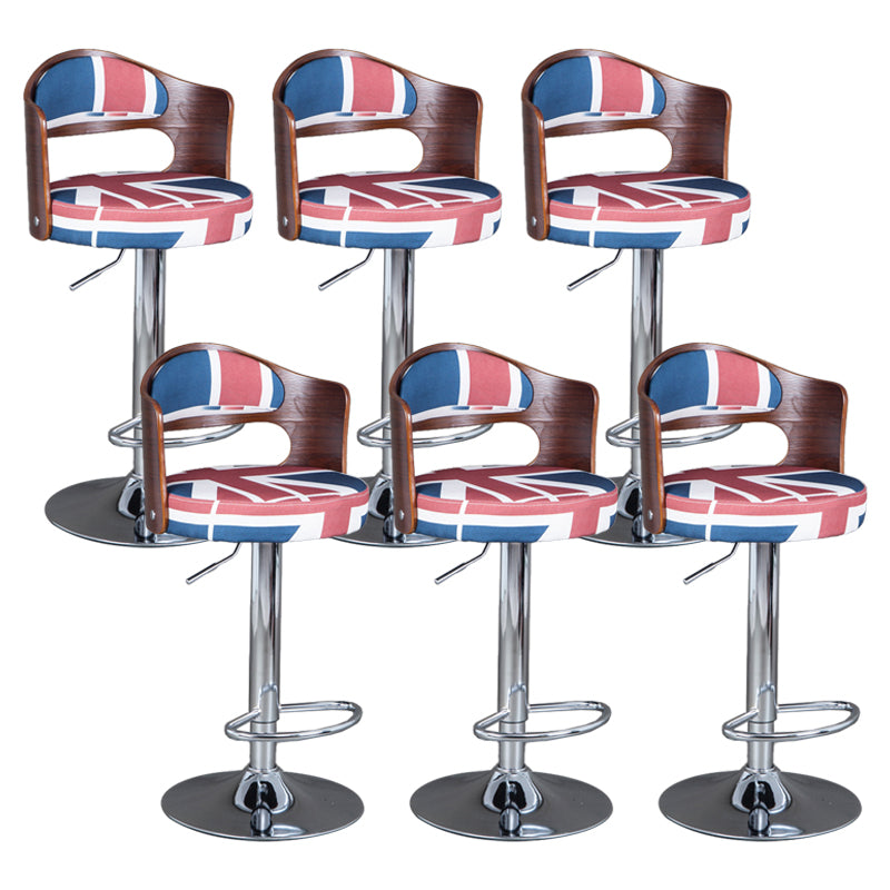 Rotating Barstool Nordic Style Steel Pedestal Bar Stool for Dining Room Red-Blue 6 Piece Set Clearhalo 'Bar Furniture' 'Bar Stools' 'bar_stools' 'furn' 'furn_bar_stools' 'Furniture' 'Kitchen & Dining Furniture' 5331319