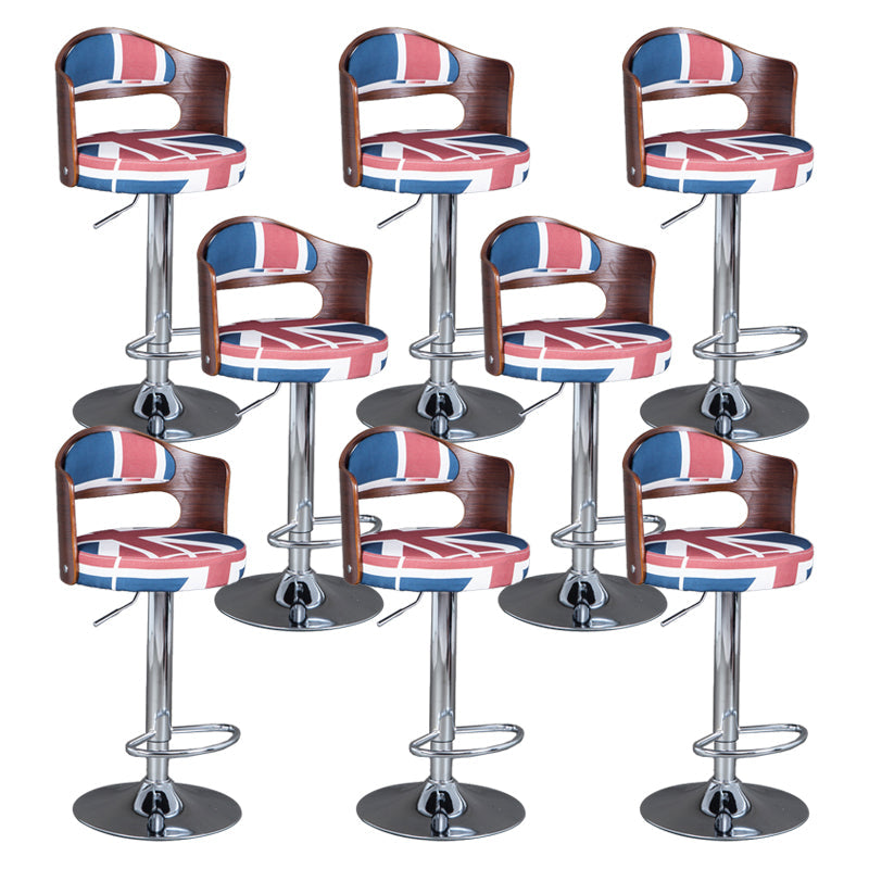 Rotating Barstool Nordic Style Steel Pedestal Bar Stool for Dining Room Red-Blue 8 Piece Set Clearhalo 'Bar Furniture' 'Bar Stools' 'bar_stools' 'furn' 'furn_bar_stools' 'Furniture' 'Kitchen & Dining Furniture' 5331320