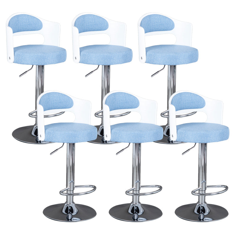 Rotating Barstool Nordic Style Steel Pedestal Bar Stool for Dining Room Light Blue 6 Piece Set Clearhalo 'Bar Furniture' 'Bar Stools' 'bar_stools' 'furn' 'furn_bar_stools' 'Furniture' 'Kitchen & Dining Furniture' 5331323