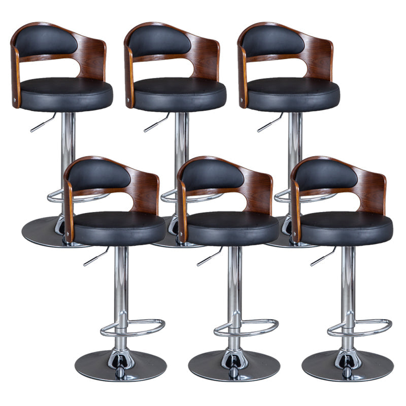 Rotating Barstool Nordic Style Steel Pedestal Bar Stool for Dining Room Black 6 Piece Set Clearhalo 'Bar Furniture' 'Bar Stools' 'bar_stools' 'furn' 'furn_bar_stools' 'Furniture' 'Kitchen & Dining Furniture' 5331327