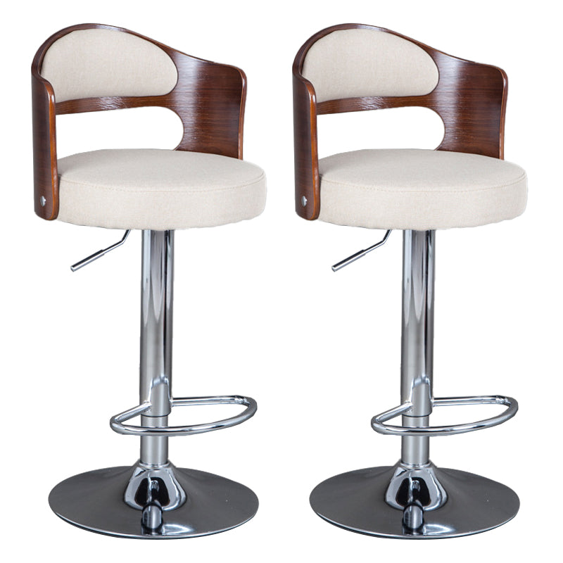 Rotating Barstool Nordic Style Steel Pedestal Bar Stool for Dining Room Off-White 2 Piece Set Clearhalo 'Bar Furniture' 'Bar Stools' 'bar_stools' 'furn' 'furn_bar_stools' 'Furniture' 'Kitchen & Dining Furniture' 5331329