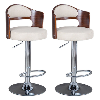 Rotating Barstool Nordic Style Steel Pedestal Bar Stool for Dining Room Off-White 2 Piece Set Clearhalo 'Bar Furniture' 'Bar Stools' 'bar_stools' 'furn' 'furn_bar_stools' 'Furniture' 'Kitchen & Dining Furniture' 5331329