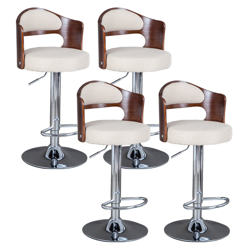Rotating Barstool Nordic Style Steel Pedestal Bar Stool for Dining Room Off-White 4 Piece Set Clearhalo 'Bar Furniture' 'Bar Stools' 'bar_stools' 'furn' 'furn_bar_stools' 'Furniture' 'Kitchen & Dining Furniture' 5331330