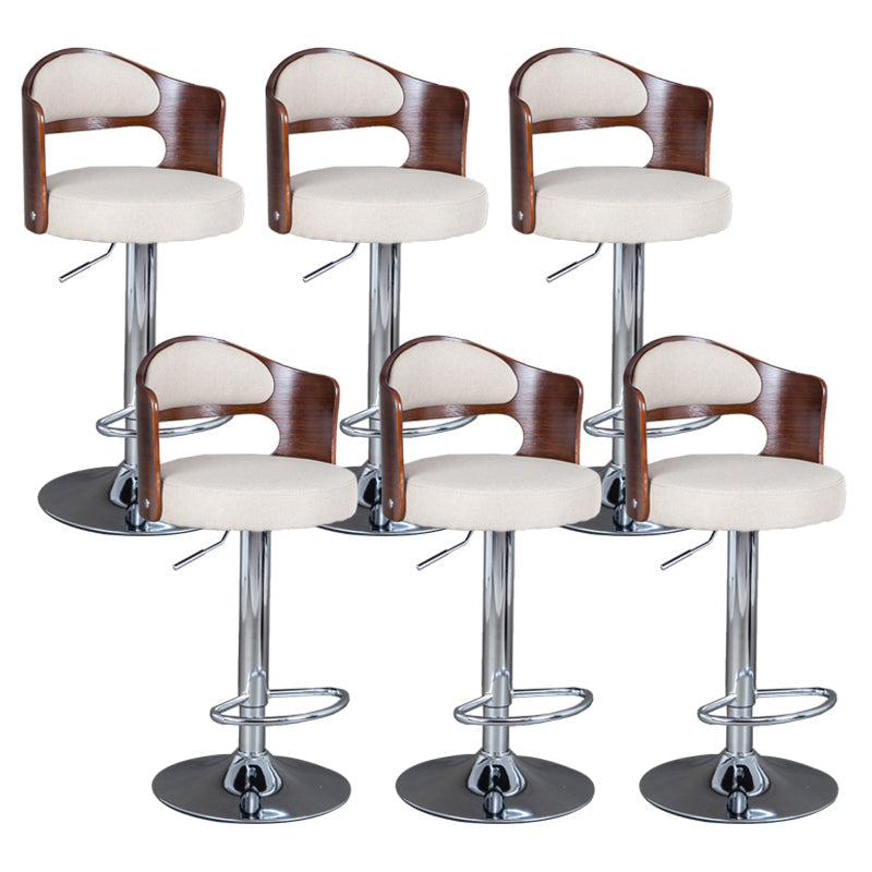 Rotating Barstool Nordic Style Steel Pedestal Bar Stool for Dining Room Off-White 6 Piece Set Clearhalo 'Bar Furniture' 'Bar Stools' 'bar_stools' 'furn' 'furn_bar_stools' 'Furniture' 'Kitchen & Dining Furniture' 5331331