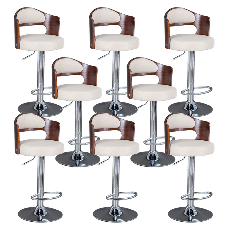 Rotating Barstool Nordic Style Steel Pedestal Bar Stool for Dining Room Off-White 8 Piece Set Clearhalo 'Bar Furniture' 'Bar Stools' 'bar_stools' 'furn' 'furn_bar_stools' 'Furniture' 'Kitchen & Dining Furniture' 5331332