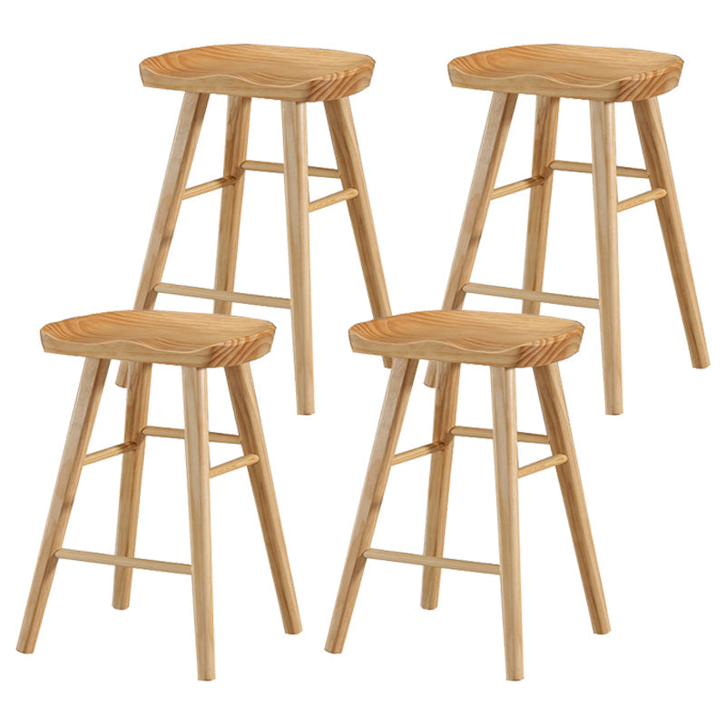 Coffee Shop Contemporary Wood Seat Barstool Wood 4 Legs Bar Stool with Pedal Wood 4 Piece Set Short Stool(22"H) Clearhalo 'Bar Furniture' 'Bar Stools' 'bar_stools' 'furn' 'furn_bar_stools' 'Furniture' 'Kitchen & Dining Furniture' 5331359