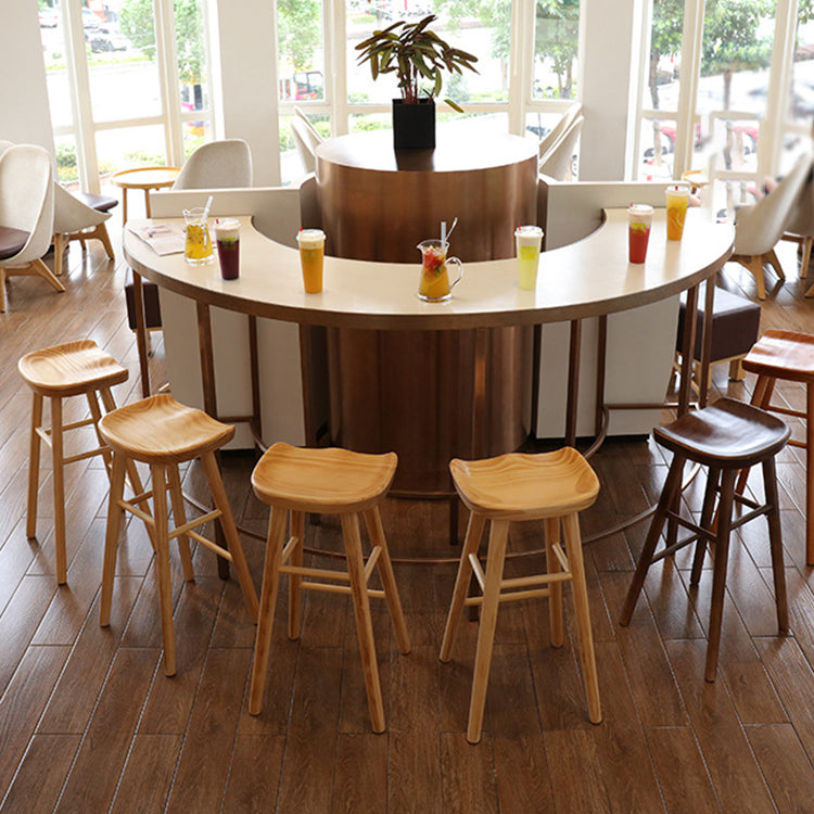 Coffee Shop Contemporary Wood Seat Barstool Wood 4 Legs Bar Stool with Pedal Clearhalo 'Bar Furniture' 'Bar Stools' 'bar_stools' 'furn' 'furn_bar_stools' 'Furniture' 'Kitchen & Dining Furniture' 5331360
