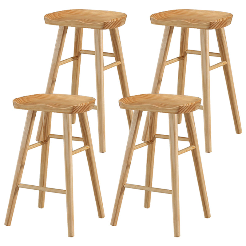 Coffee Shop Contemporary Wood Seat Barstool Wood 4 Legs Bar Stool with Pedal Wood 4 Piece Set Counter Stool(26"H) Clearhalo 'Bar Furniture' 'Bar Stools' 'bar_stools' 'furn' 'furn_bar_stools' 'Furniture' 'Kitchen & Dining Furniture' 5331366