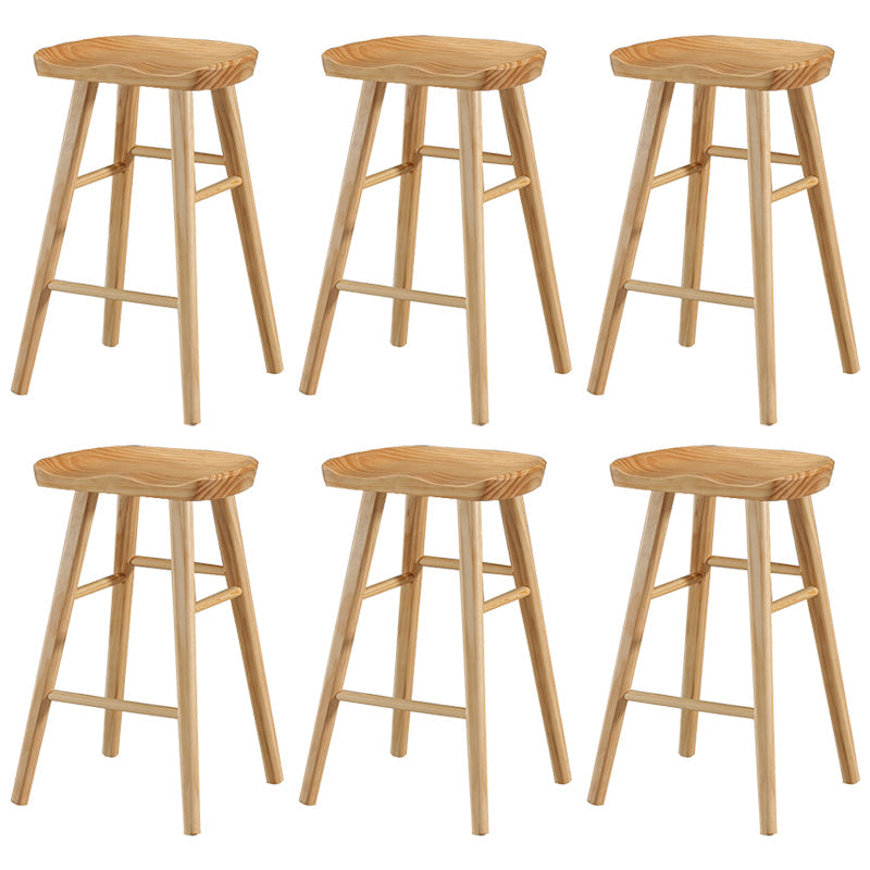 Coffee Shop Contemporary Wood Seat Barstool Wood 4 Legs Bar Stool with Pedal Wood 6 Piece Set Counter Stool(26"H) Clearhalo 'Bar Furniture' 'Bar Stools' 'bar_stools' 'furn' 'furn_bar_stools' 'Furniture' 'Kitchen & Dining Furniture' 5331368