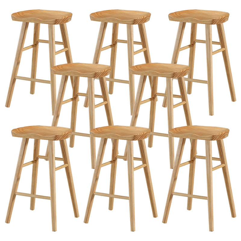 Coffee Shop Contemporary Wood Seat Barstool Wood 4 Legs Bar Stool with Pedal Wood 8 Piece Set Counter Stool(26"H) Clearhalo 'Bar Furniture' 'Bar Stools' 'bar_stools' 'furn' 'furn_bar_stools' 'Furniture' 'Kitchen & Dining Furniture' 5331371
