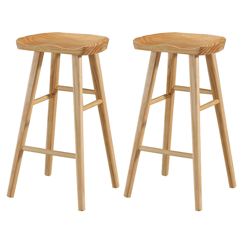 Coffee Shop Contemporary Wood Seat Barstool Wood 4 Legs Bar Stool with Pedal Wood 2 Piece Set Bar Stool(30"H) Clearhalo 'Bar Furniture' 'Bar Stools' 'bar_stools' 'furn' 'furn_bar_stools' 'Furniture' 'Kitchen & Dining Furniture' 5331372