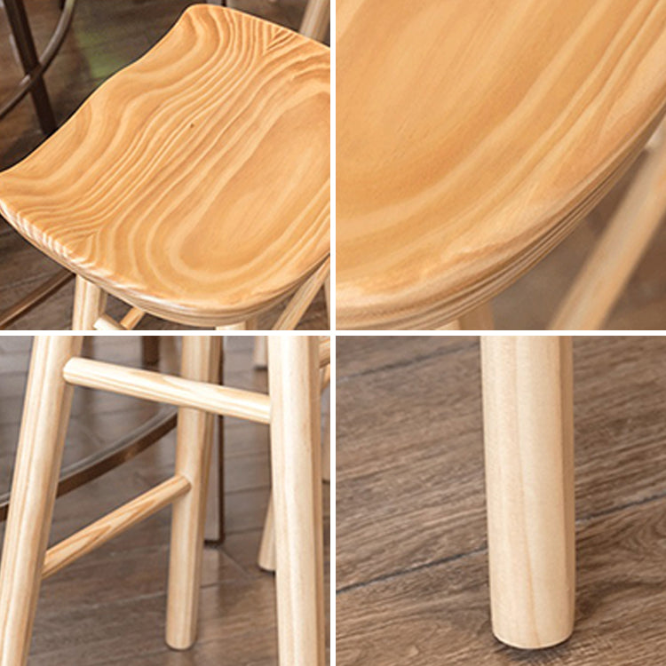 Coffee Shop Contemporary Wood Seat Barstool Wood 4 Legs Bar Stool with Pedal Clearhalo 'Bar Furniture' 'Bar Stools' 'bar_stools' 'furn' 'furn_bar_stools' 'Furniture' 'Kitchen & Dining Furniture' 5331373