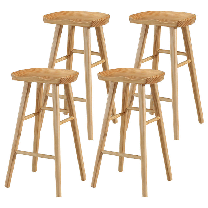 Coffee Shop Contemporary Wood Seat Barstool Wood 4 Legs Bar Stool with Pedal Wood 4 Piece Set Bar Stool(30"H) Clearhalo 'Bar Furniture' 'Bar Stools' 'bar_stools' 'furn' 'furn_bar_stools' 'Furniture' 'Kitchen & Dining Furniture' 5331374