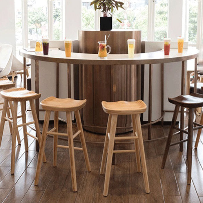 Coffee Shop Contemporary Wood Seat Barstool Wood 4 Legs Bar Stool with Pedal Clearhalo 'Bar Furniture' 'Bar Stools' 'bar_stools' 'furn' 'furn_bar_stools' 'Furniture' 'Kitchen & Dining Furniture' 5331375