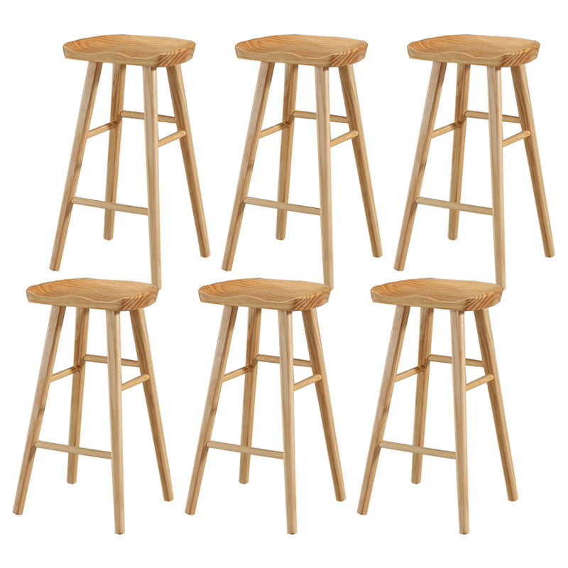 Coffee Shop Contemporary Wood Seat Barstool Wood 4 Legs Bar Stool with Pedal Wood 6 Piece Set Bar Stool(30"H) Clearhalo 'Bar Furniture' 'Bar Stools' 'bar_stools' 'furn' 'furn_bar_stools' 'Furniture' 'Kitchen & Dining Furniture' 5331377