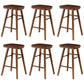 Coffee Shop Contemporary Wood Seat Barstool Wood 4 Legs Bar Stool with Pedal Walnut 6 Piece Set Short Stool(22"H) Clearhalo 'Bar Furniture' 'Bar Stools' 'bar_stools' 'furn' 'furn_bar_stools' 'Furniture' 'Kitchen & Dining Furniture' 5331384
