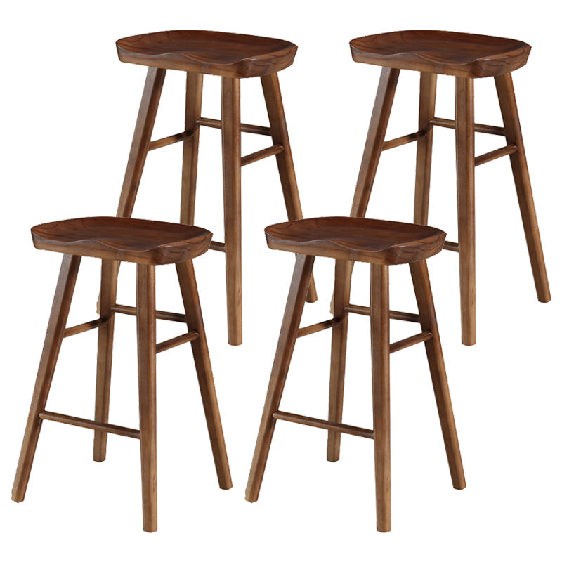 Coffee Shop Contemporary Wood Seat Barstool Wood 4 Legs Bar Stool with Pedal Walnut 4 Piece Set Counter Stool(26"H) Clearhalo 'Bar Furniture' 'Bar Stools' 'bar_stools' 'furn' 'furn_bar_stools' 'Furniture' 'Kitchen & Dining Furniture' 5331388