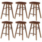Coffee Shop Contemporary Wood Seat Barstool Wood 4 Legs Bar Stool with Pedal Walnut 6 Piece Set Counter Stool(26"H) Clearhalo 'Bar Furniture' 'Bar Stools' 'bar_stools' 'furn' 'furn_bar_stools' 'Furniture' 'Kitchen & Dining Furniture' 5331389