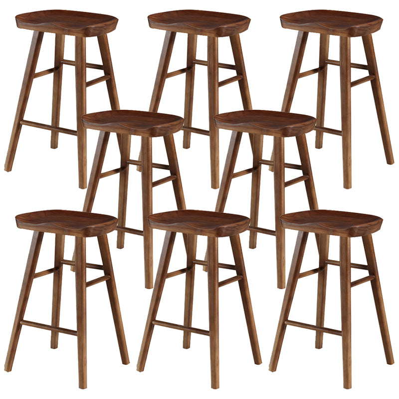 Coffee Shop Contemporary Wood Seat Barstool Wood 4 Legs Bar Stool with Pedal Walnut 8 Piece Set Counter Stool(26"H) Clearhalo 'Bar Furniture' 'Bar Stools' 'bar_stools' 'furn' 'furn_bar_stools' 'Furniture' 'Kitchen & Dining Furniture' 5331390