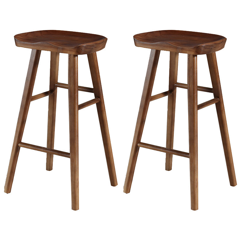 Coffee Shop Contemporary Wood Seat Barstool Wood 4 Legs Bar Stool with Pedal Walnut 2 Piece Set Bar Stool(30"H) Clearhalo 'Bar Furniture' 'Bar Stools' 'bar_stools' 'furn' 'furn_bar_stools' 'Furniture' 'Kitchen & Dining Furniture' 5331391