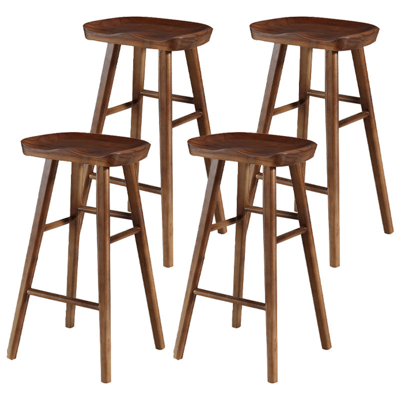 Coffee Shop Contemporary Wood Seat Barstool Wood 4 Legs Bar Stool with Pedal Walnut 4 Piece Set Bar Stool(30"H) Clearhalo 'Bar Furniture' 'Bar Stools' 'bar_stools' 'furn' 'furn_bar_stools' 'Furniture' 'Kitchen & Dining Furniture' 5331392