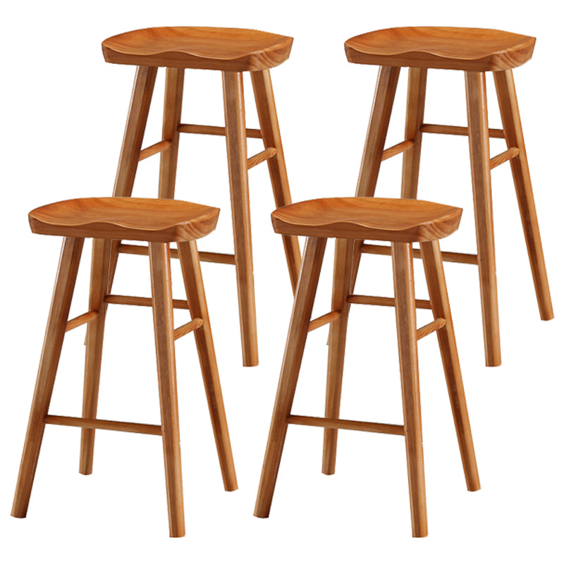 Coffee Shop Contemporary Wood Seat Barstool Wood 4 Legs Bar Stool with Pedal Cherry Wood 4 Piece Set Short Stool(22"H) Clearhalo 'Bar Furniture' 'Bar Stools' 'bar_stools' 'furn' 'furn_bar_stools' 'Furniture' 'Kitchen & Dining Furniture' 5331396