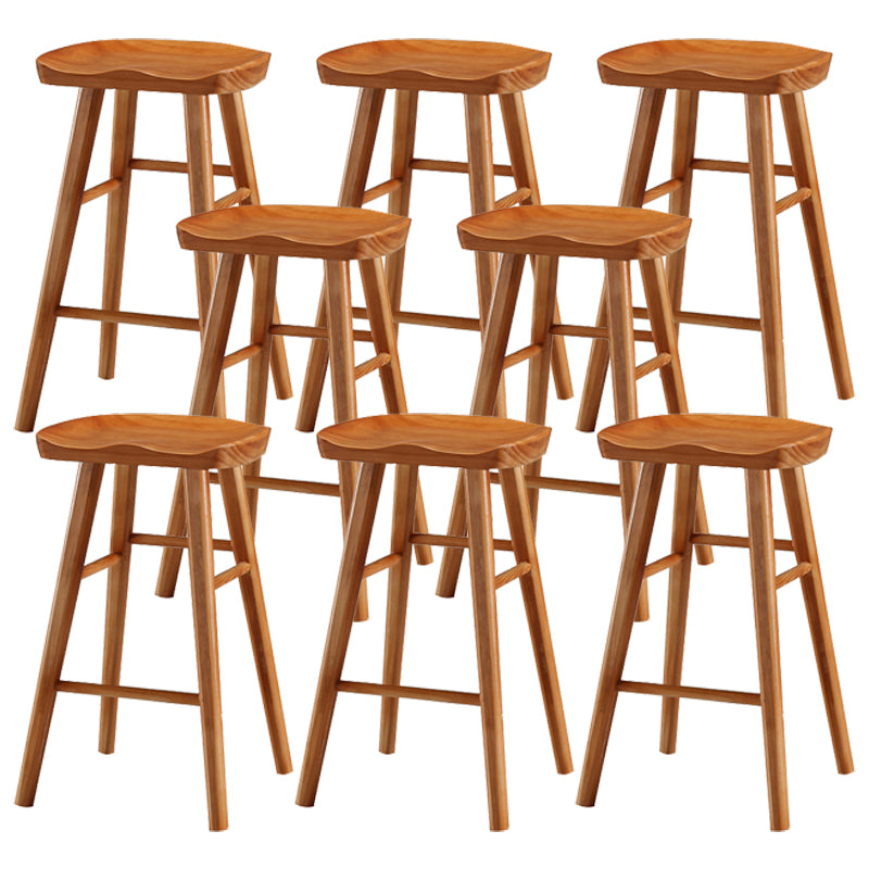 Coffee Shop Contemporary Wood Seat Barstool Wood 4 Legs Bar Stool with Pedal Cherry Wood 8 Piece Set Short Stool(22"H) Clearhalo 'Bar Furniture' 'Bar Stools' 'bar_stools' 'furn' 'furn_bar_stools' 'Furniture' 'Kitchen & Dining Furniture' 5331398