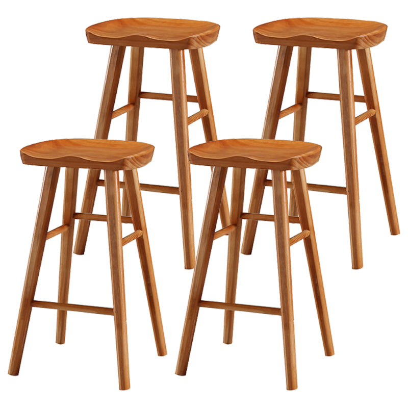 Coffee Shop Contemporary Wood Seat Barstool Wood 4 Legs Bar Stool with Pedal Cherry Wood 4 Piece Set Counter Stool(26"H) Clearhalo 'Bar Furniture' 'Bar Stools' 'bar_stools' 'furn' 'furn_bar_stools' 'Furniture' 'Kitchen & Dining Furniture' 5331400