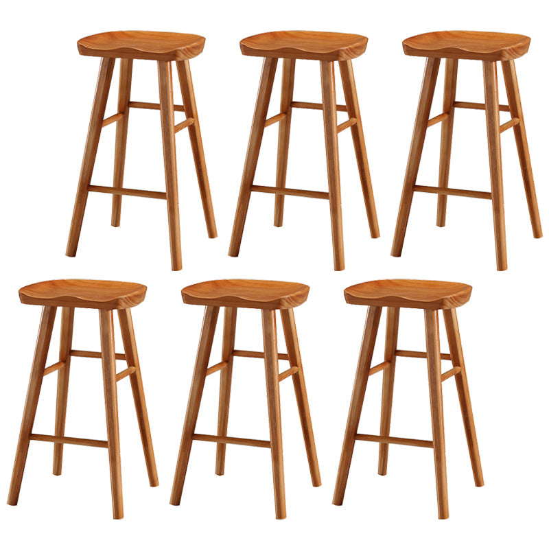 Coffee Shop Contemporary Wood Seat Barstool Wood 4 Legs Bar Stool with Pedal Cherry Wood 6 Piece Set Counter Stool(26"H) Clearhalo 'Bar Furniture' 'Bar Stools' 'bar_stools' 'furn' 'furn_bar_stools' 'Furniture' 'Kitchen & Dining Furniture' 5331401