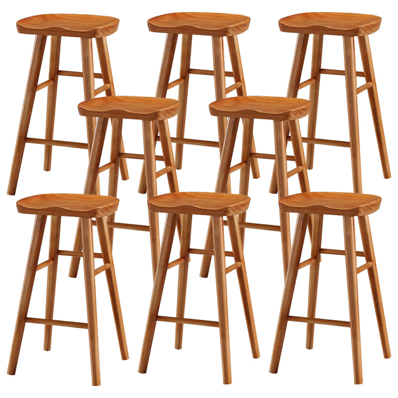 Coffee Shop Contemporary Wood Seat Barstool Wood 4 Legs Bar Stool with Pedal Cherry Wood 8 Piece Set Counter Stool(26"H) Clearhalo 'Bar Furniture' 'Bar Stools' 'bar_stools' 'furn' 'furn_bar_stools' 'Furniture' 'Kitchen & Dining Furniture' 5331402