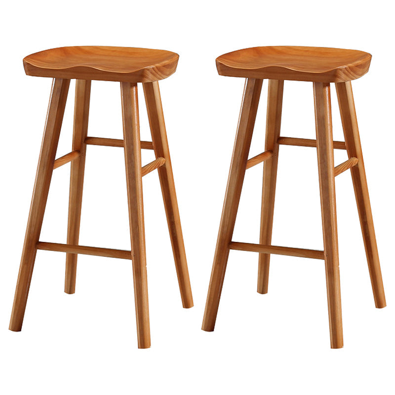 Coffee Shop Contemporary Wood Seat Barstool Wood 4 Legs Bar Stool with Pedal Cherry Wood 2 Piece Set Bar Stool(30"H) Clearhalo 'Bar Furniture' 'Bar Stools' 'bar_stools' 'furn' 'furn_bar_stools' 'Furniture' 'Kitchen & Dining Furniture' 5331403