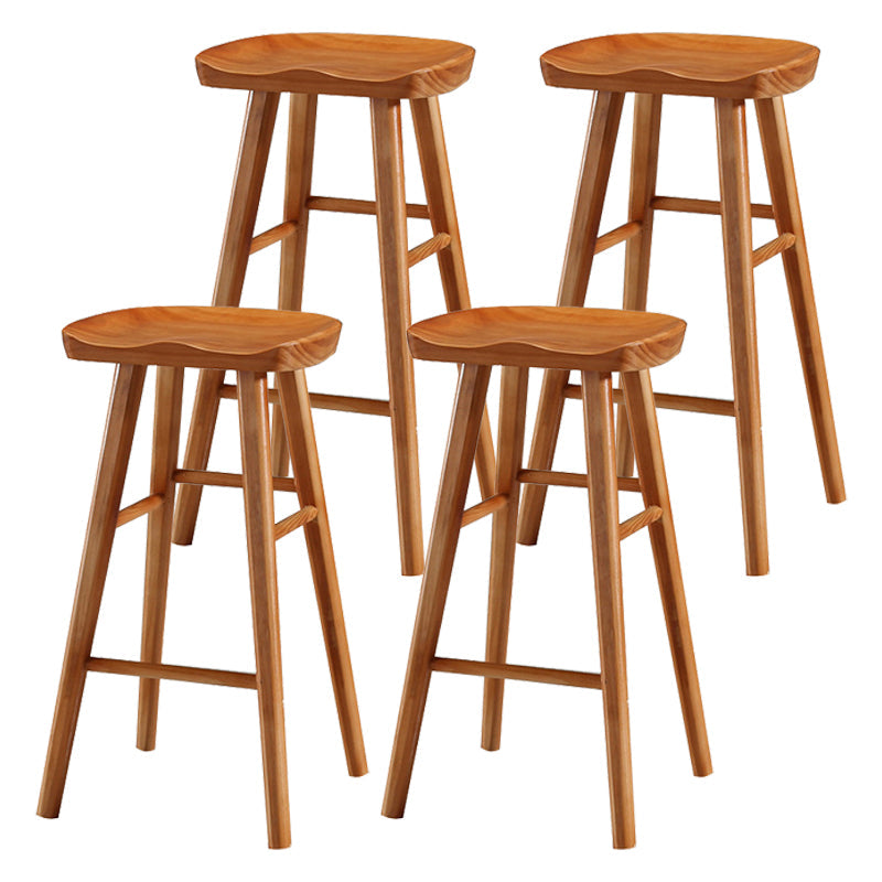 Coffee Shop Contemporary Wood Seat Barstool Wood 4 Legs Bar Stool with Pedal Cherry Wood 4 Piece Set Bar Stool(30"H) Clearhalo 'Bar Furniture' 'Bar Stools' 'bar_stools' 'furn' 'furn_bar_stools' 'Furniture' 'Kitchen & Dining Furniture' 5331404