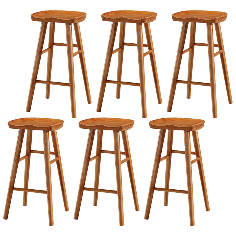 Coffee Shop Contemporary Wood Seat Barstool Wood 4 Legs Bar Stool with Pedal Cherry Wood 6 Piece Set Bar Stool(30"H) Clearhalo 'Bar Furniture' 'Bar Stools' 'bar_stools' 'furn' 'furn_bar_stools' 'Furniture' 'Kitchen & Dining Furniture' 5331405