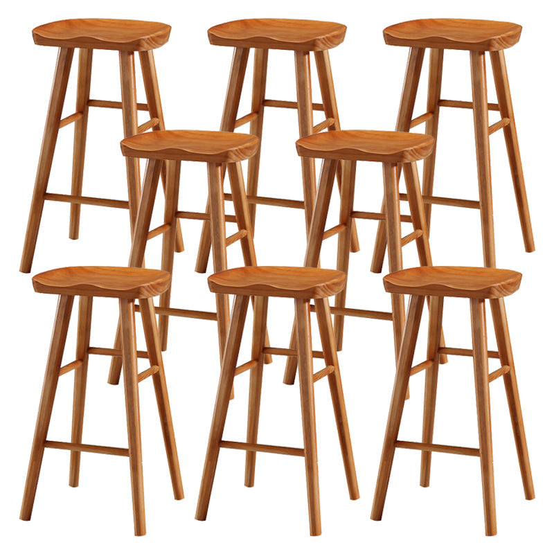 Coffee Shop Contemporary Wood Seat Barstool Wood 4 Legs Bar Stool with Pedal Cherry Wood 8 Piece Set Bar Stool(30"H) Clearhalo 'Bar Furniture' 'Bar Stools' 'bar_stools' 'furn' 'furn_bar_stools' 'Furniture' 'Kitchen & Dining Furniture' 5331406