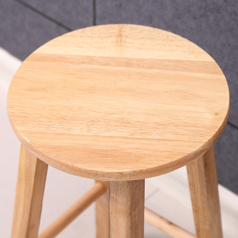Dining Room Simple Style Wood Barstool Wood 4 Legs Bar Stool with Pedal