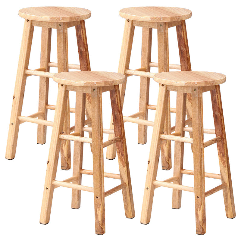 Dining Room Simple Style Wood Barstool Wood 4 Legs Bar Stool with Pedal