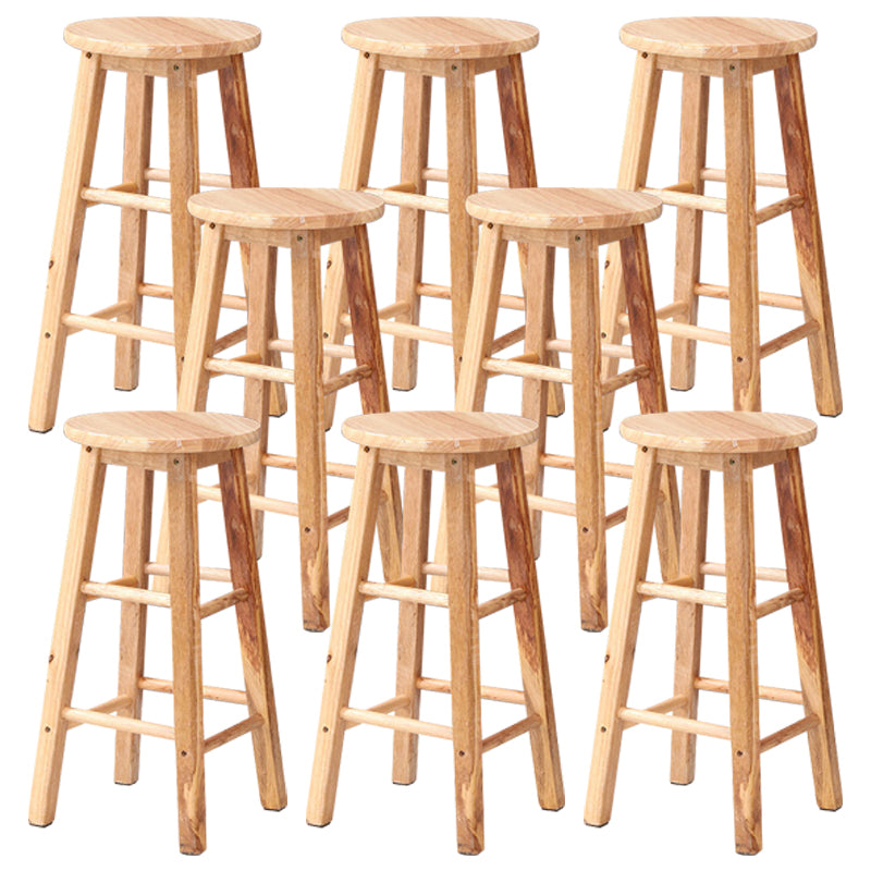 Dining Room Simple Style Wood Barstool Wood 4 Legs Bar Stool with Pedal