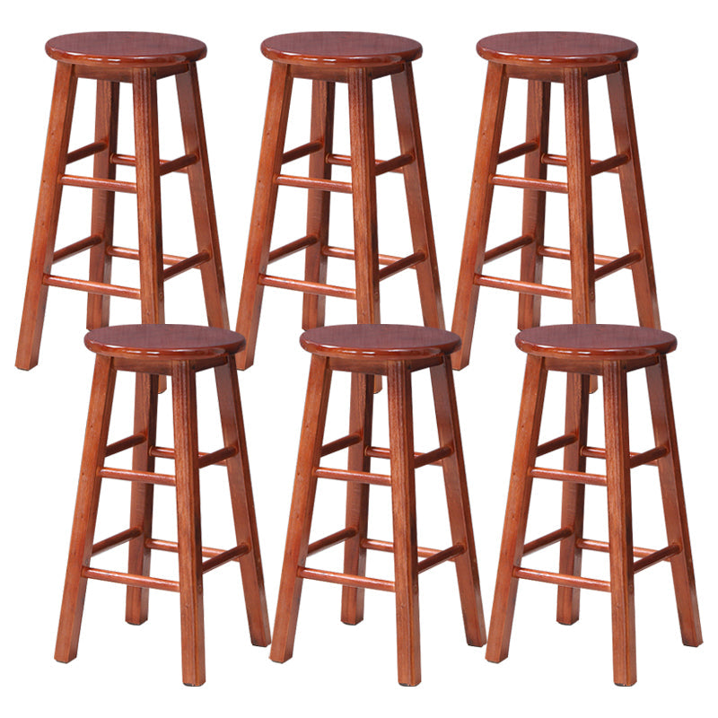 Dining Room Simple Style Wood Barstool Wood 4 Legs Bar Stool with Pedal