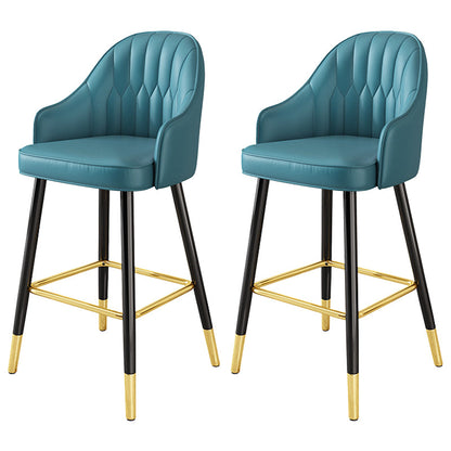 Leather Seat Barstool Nordic Style Iron Pedestal Bar Stool for Dining Room Blue 2 Piece Set Clearhalo 'Bar Furniture' 'Bar Stools' 'bar_stools' 'furn' 'furn_bar_stools' 'Furniture' 'Kitchen & Dining Furniture' 5331587