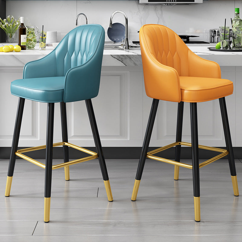 Leather Seat Barstool Nordic Style Iron Pedestal Bar Stool for Dining Room Clearhalo 'Bar Furniture' 'Bar Stools' 'bar_stools' 'furn' 'furn_bar_stools' 'Furniture' 'Kitchen & Dining Furniture' 5331588