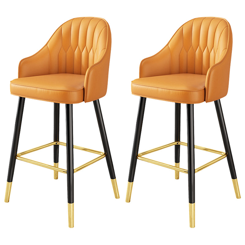 Leather Seat Barstool Nordic Style Iron Pedestal Bar Stool for Dining Room Orange 2 Piece Set Clearhalo 'Bar Furniture' 'Bar Stools' 'bar_stools' 'furn' 'furn_bar_stools' 'Furniture' 'Kitchen & Dining Furniture' 5331595